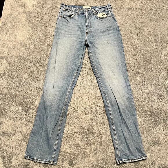 Abercrombie & Fitch Jeans Womens 29 /8 90s Slim Straight Ultra High Rise Blue ** - Picture 1 of 12